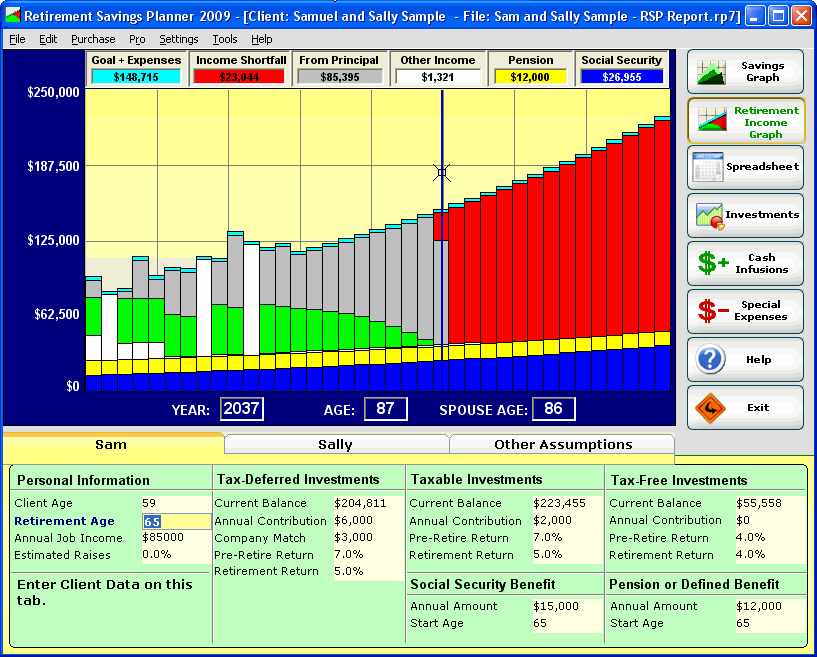 Retirement Planning Software Screenshots and Sample Reports Torrid